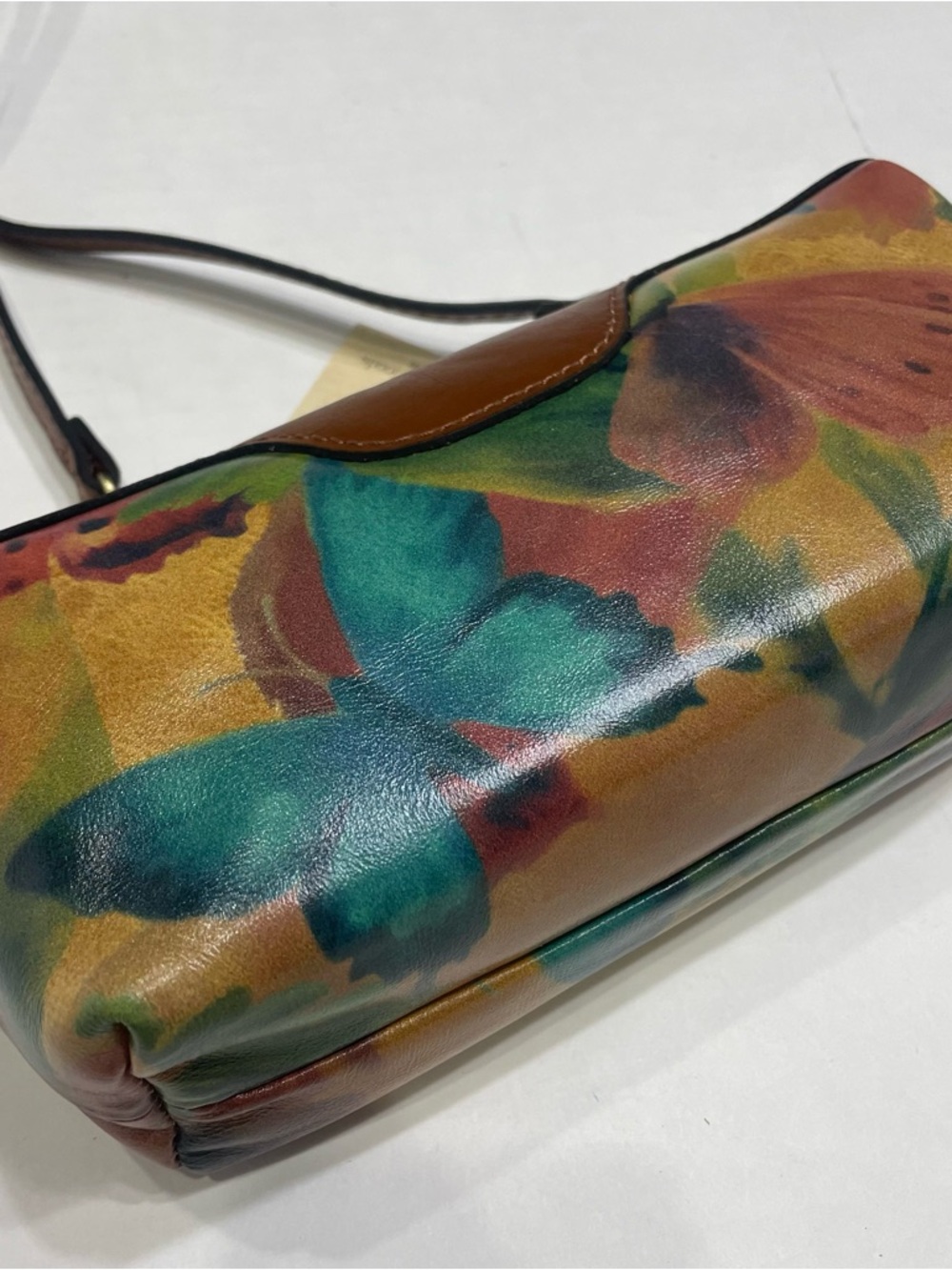 Patricia Nash Brown Leather Crossbody NWT Joliet Watercolor Butterfly purse NEW - Picture 4 of 12